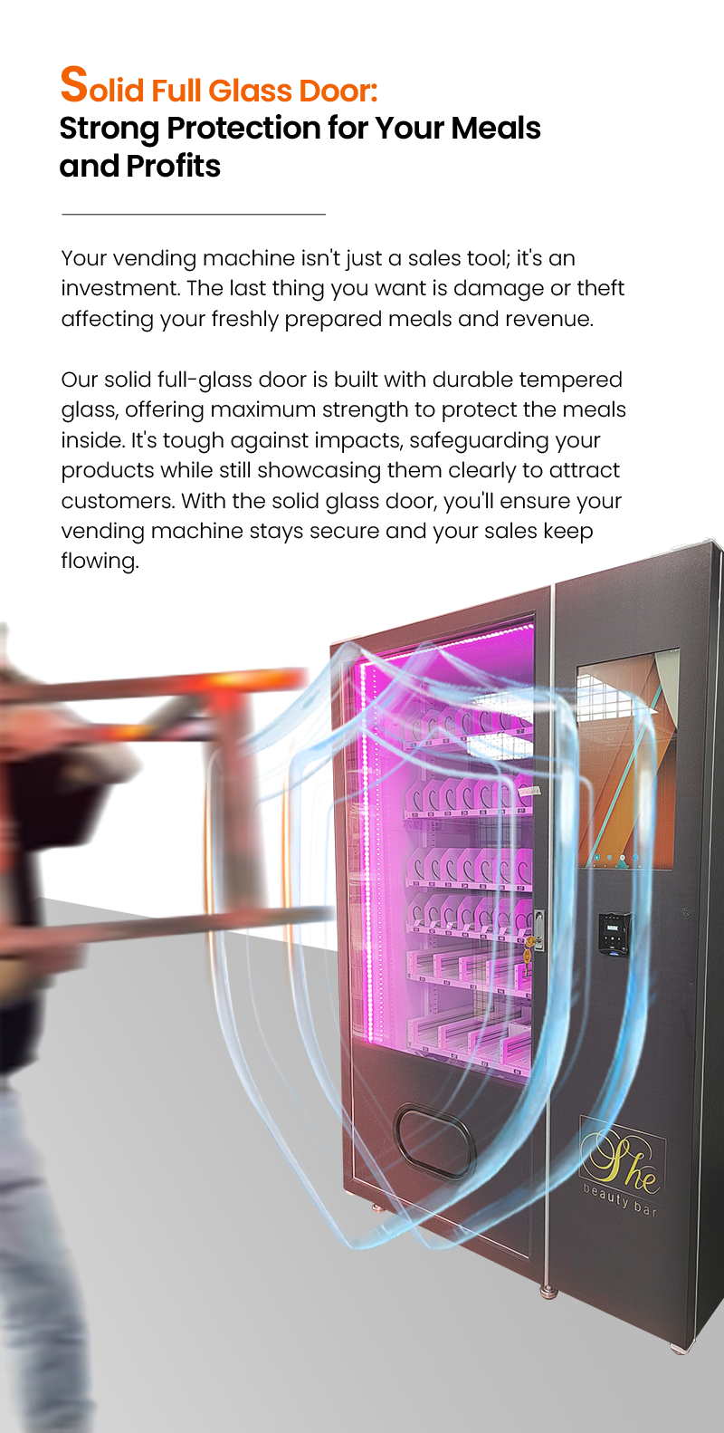 Hot Food Vending Machine with Elevator Built-in Microwave strong protection for your meals and profits