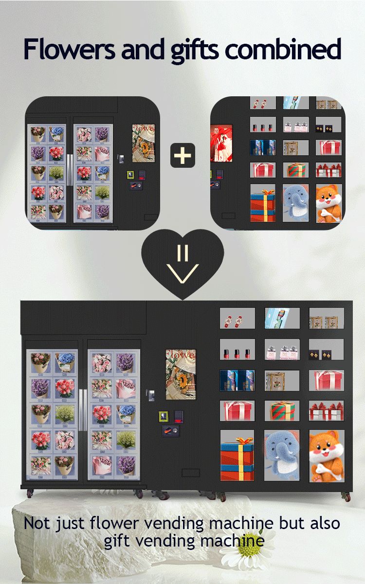 Refrigerated Locker Vending Machine Bouquet Flower Vending Machine combined with gift vending machine