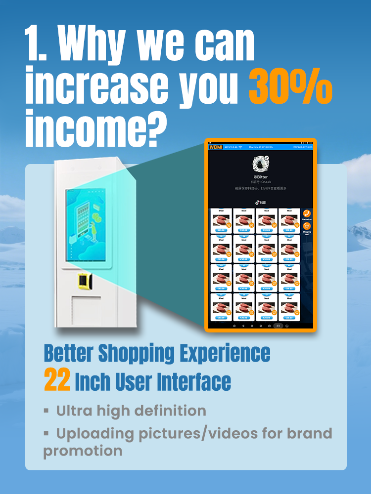 Frozen Food Vending Machine for Ice Cream Seafood frozen meat increase you 30% income