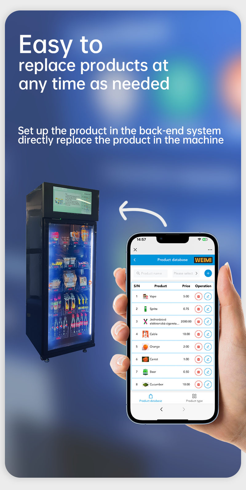 Container Store Vending Machine Unmanned Retail for Fresh Food Coffee Daily Necessities