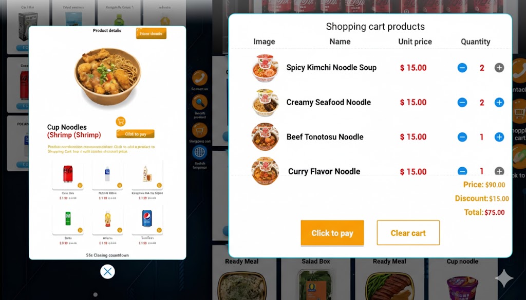 Instant Cup Ramen Vending Machine with Smart Selling Features to Maximize Revenue