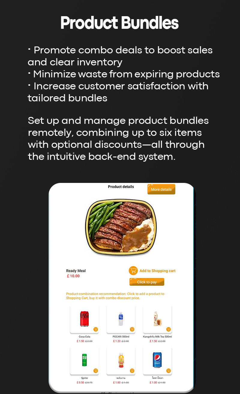 Snack Drink Vending Machine with Midtrans Solusi Payment Gateway Indonesia promote combo deals to boost sales