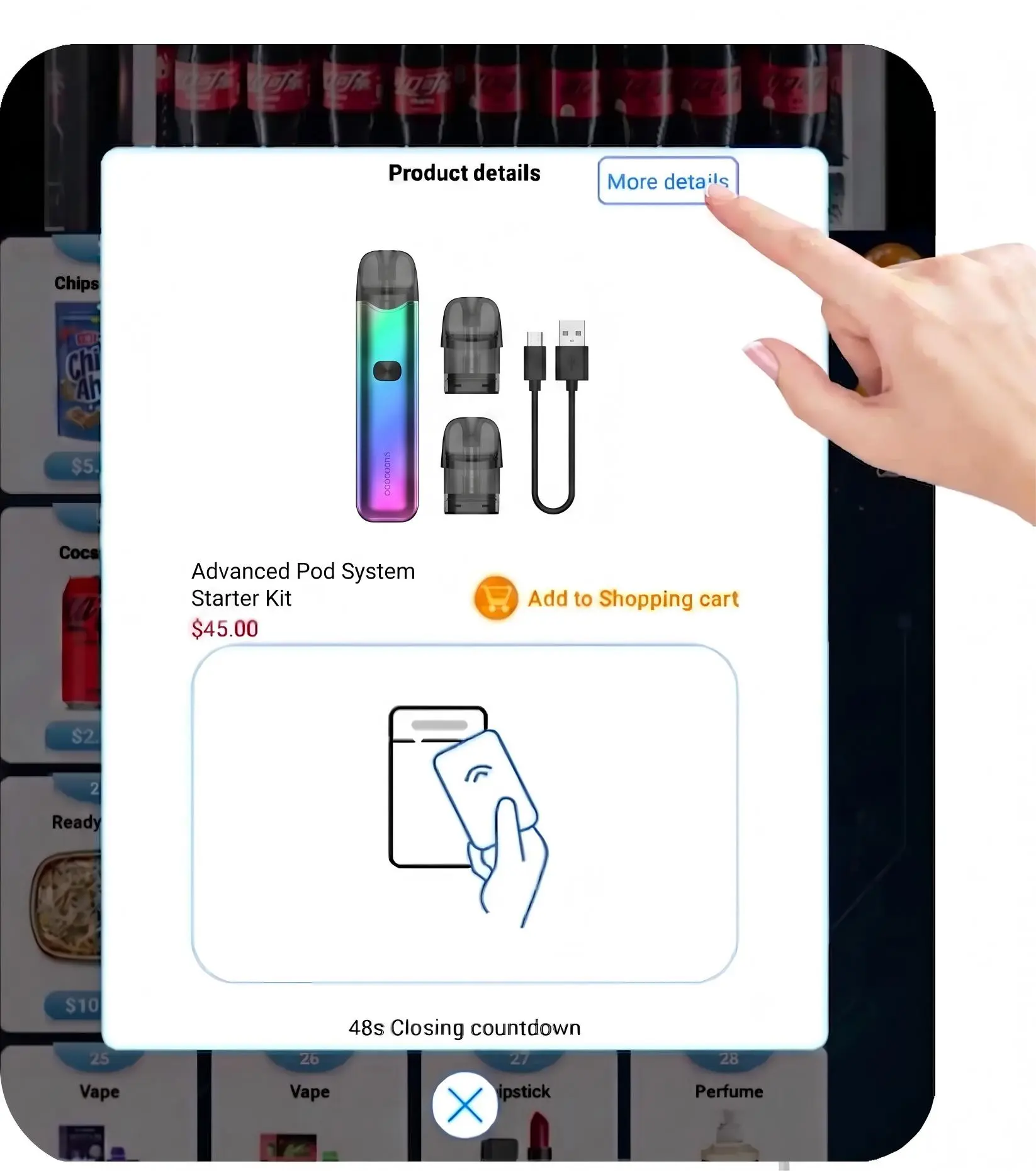 Mini Wall-mounted Vape Vending Machine allow customers to explore vape flavor on touchscreen