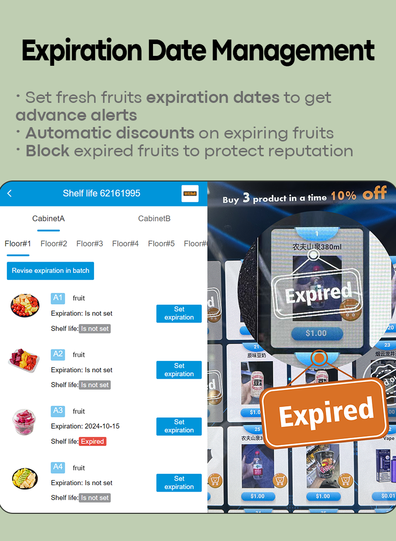 Fresh Salad Fruit Desserts Vending Machine with Pusher Slots Card Reader for Dining Hall Shopping Mall