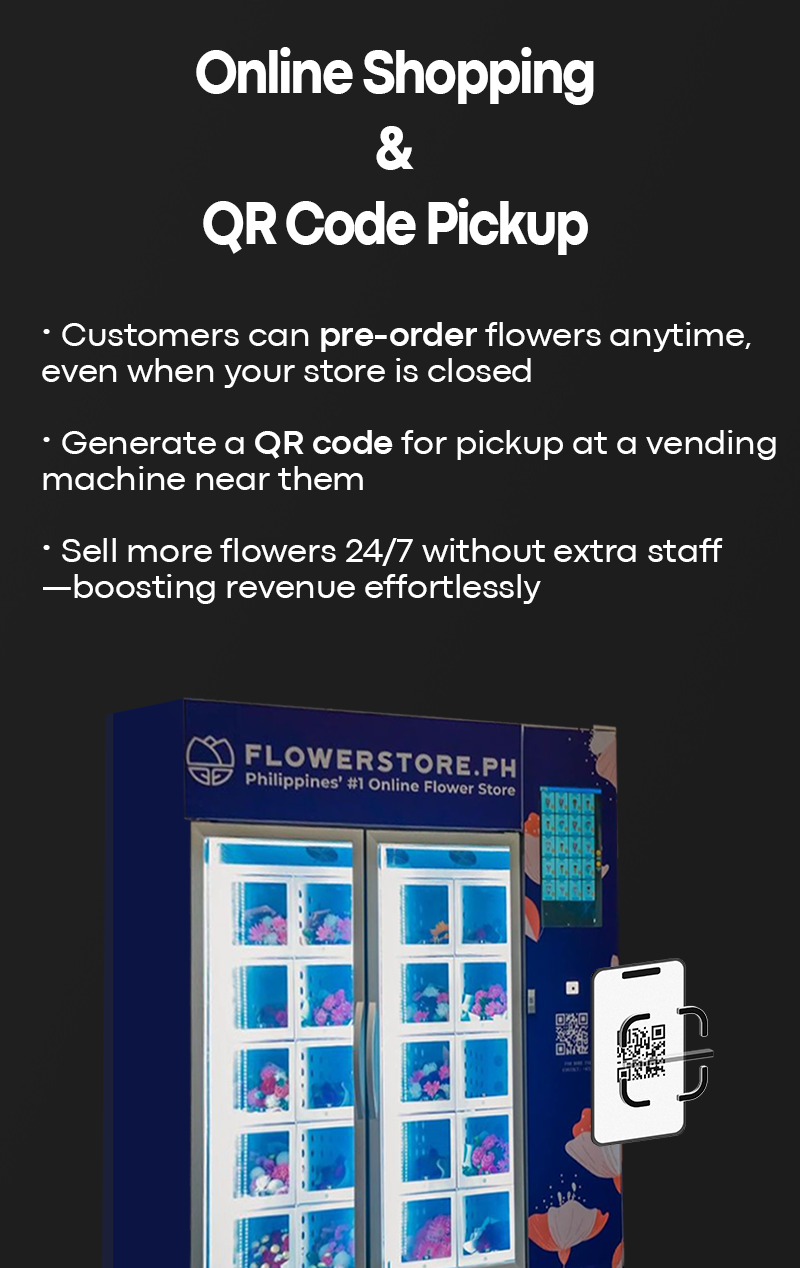 Hot sale fresh flower vending machine with cooling locker generate QR code for customers to pick up flowers