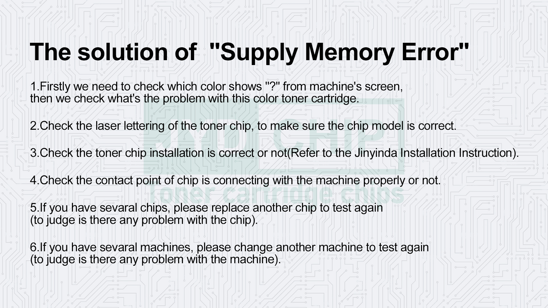 HP,251/1215/2025 series,Analysis of chip common problems,Supply Memory Error