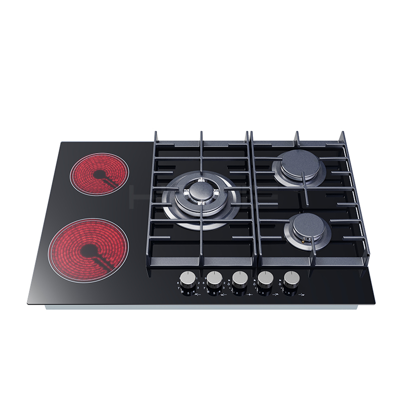 Easy cooking hybrid combination 80cm 5 burners gas and ceramic hob