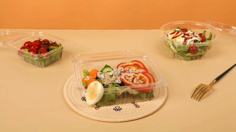 round PET hinged boxes