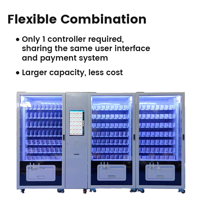 Large Capacity 3 in 1 vending machines for snack and drink with lift and customize payment system