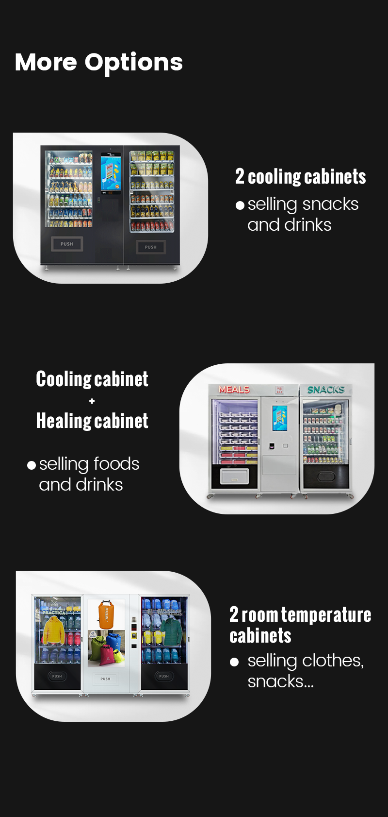 Large Capacity 3 in 1 vending machines for snack and drink with lift and customize payment system