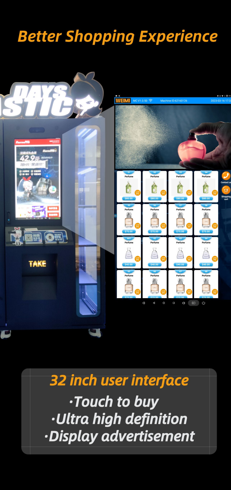 Cosmetic Beauty Vending Machine with elevator for selling beauty blind boxes, makeup products, lipsticks, eyelashes, perfume... extra lockers for displaying products