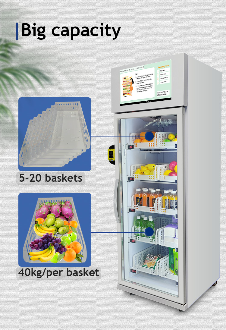 Weimi refrigerator vending machine with large capacity for selling multiple products. baskets can be customized