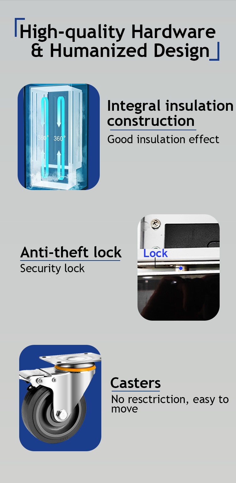 Weimi high quality hardware with 18-month warranty, our vending fridge has anti-theft lock for prevention of theft loss