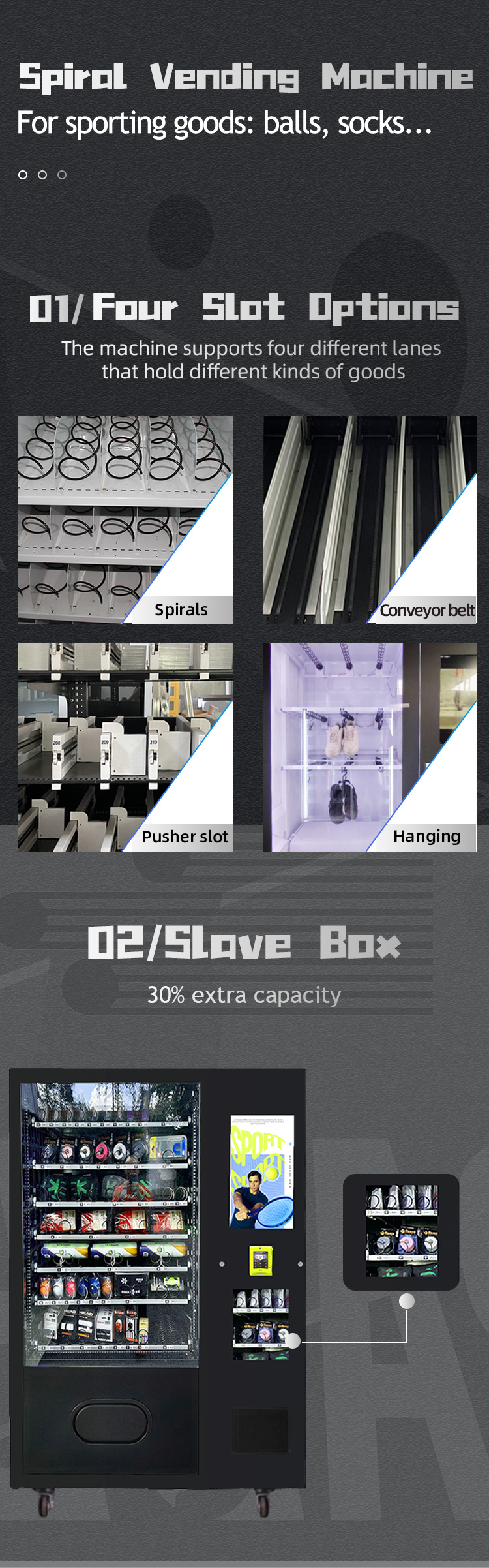 sports equipment vending machine has 4 slots options