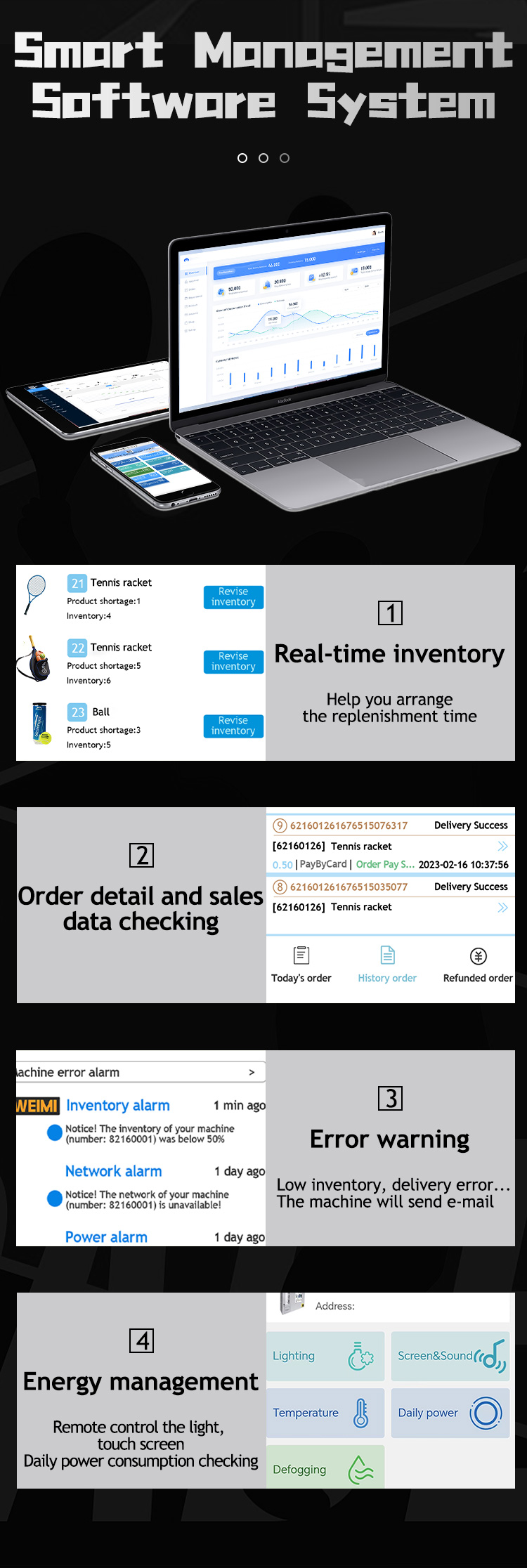 sport equipment vending machine software system