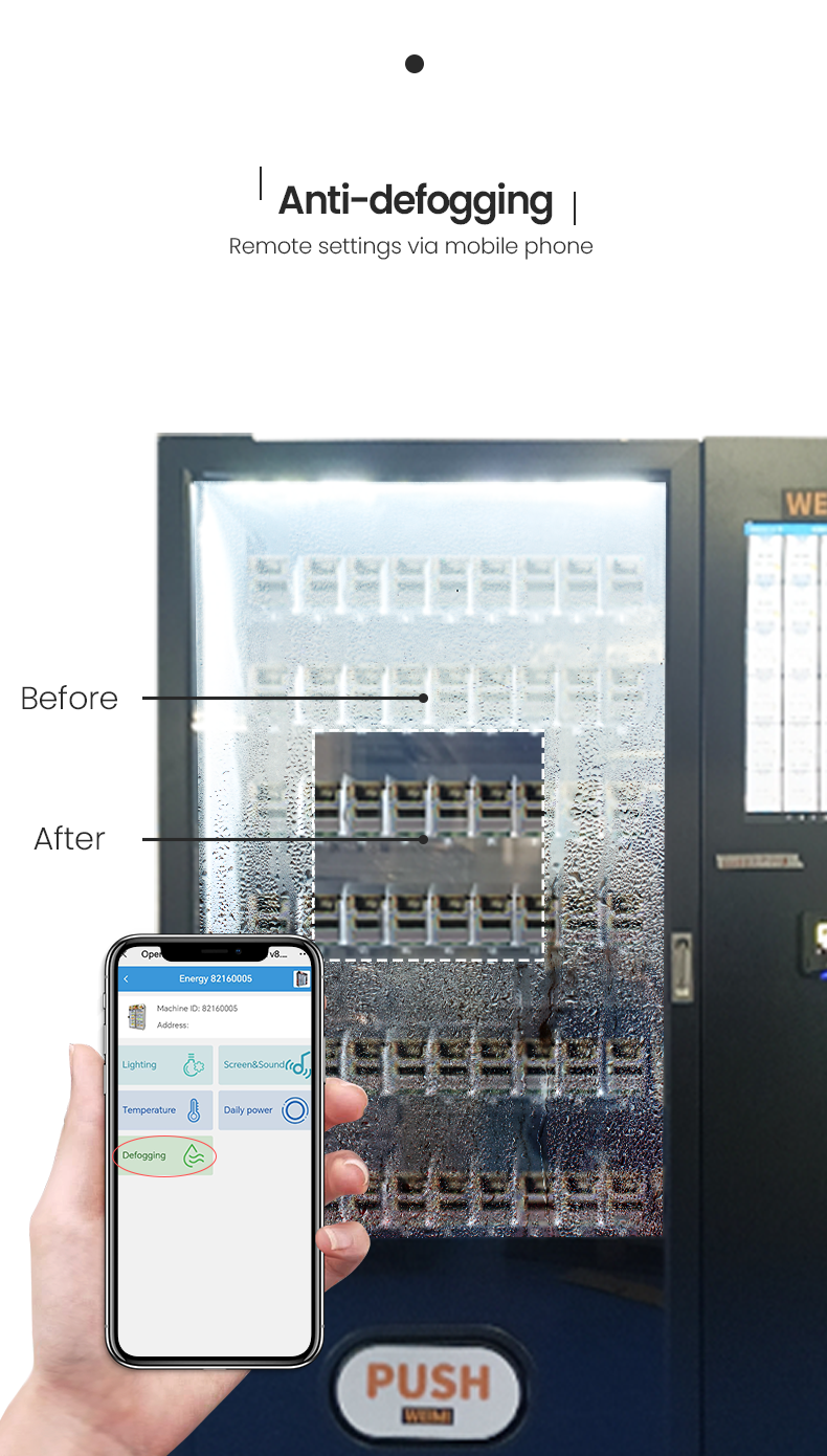 weimi pet vending machine high-quiality hardware adjustable cooling system, automatic defogging, theft prevention