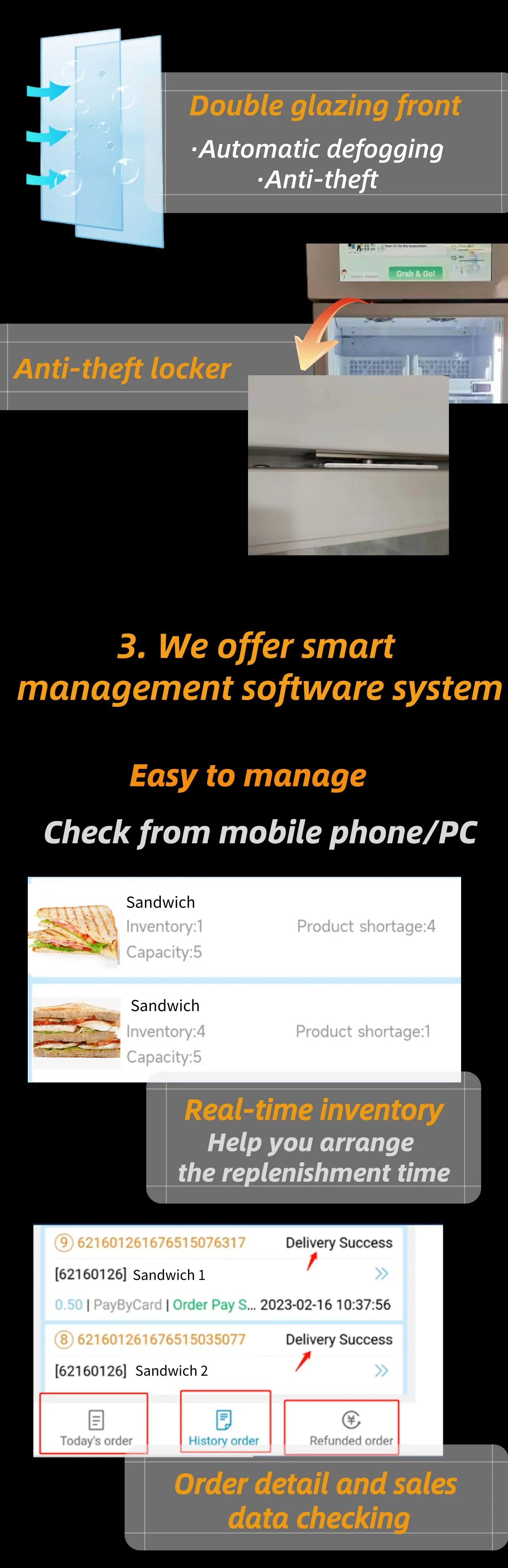 AI visual vending machine for selling snack and chilled drink with fridge freezer and smart management system in Malaysia