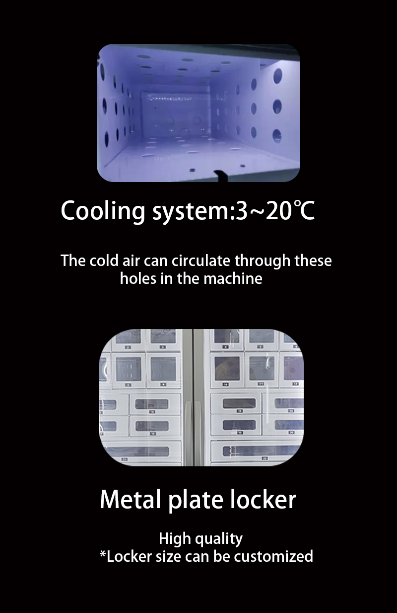 Cupcake vending machine pancake locker Cash Card reader with cooling system and custom stickers.customized locker size