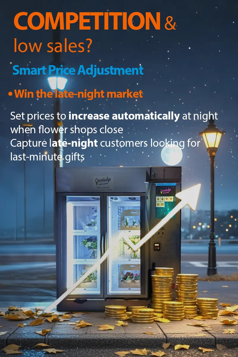 Weimi fully automatic vending machine for flower with smart price adjustment to win the late-night market
