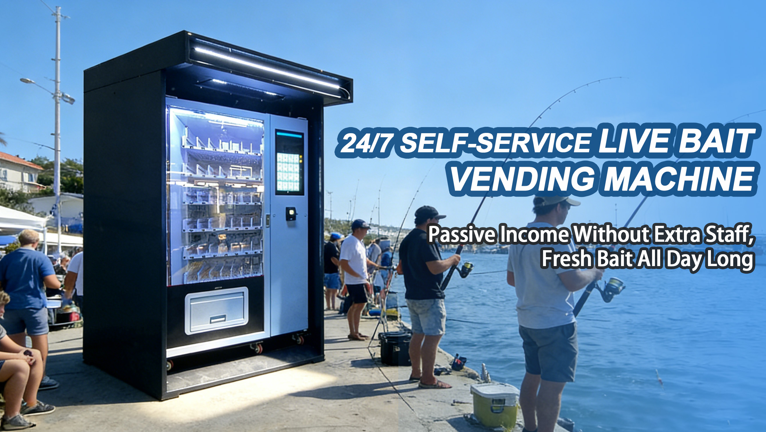 Weimi nuovissimo distributore automatico di esche da pesca all'aperto 24 ore su 24, 7 giorni su 7, in vendita