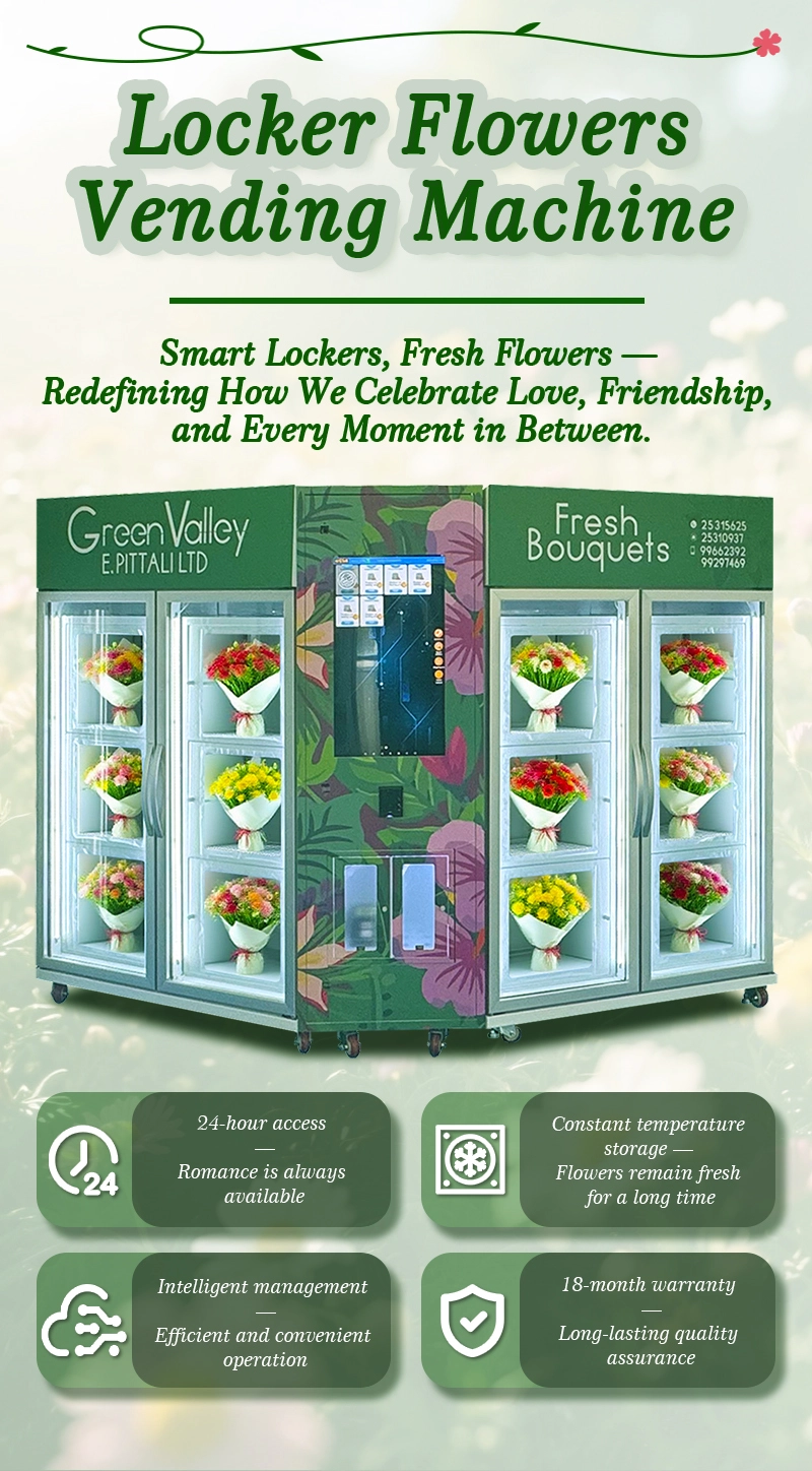 Self-service fresh flower dispenser. smart lockers, fresh flowers. redefining how we celebrate love, friendship, and every moment in between