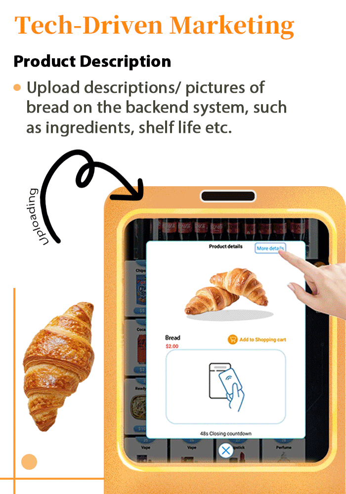 Bread Vending Machine with Sun-shielded Angled Touchscreen For Outdoor Use