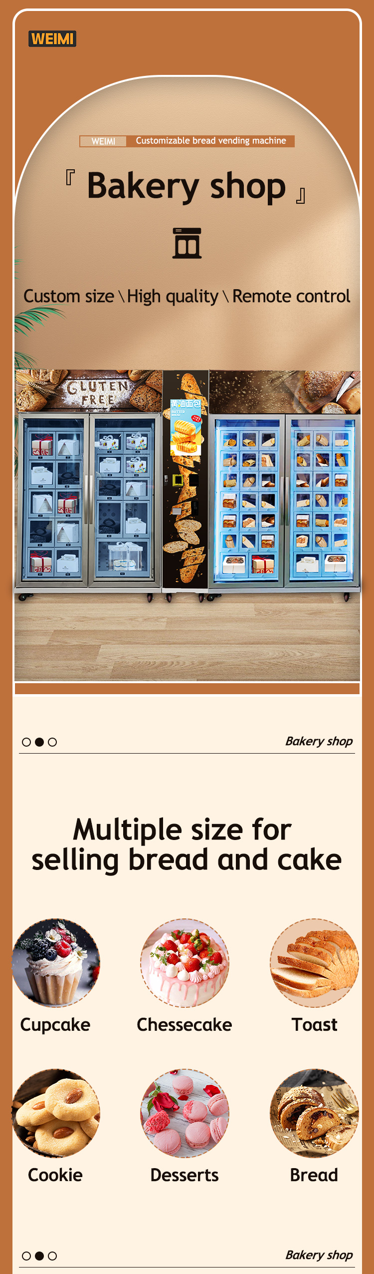 Weimi baked bread self service store locker vending machine for bread cake cookies with card reader cooling system and big capacity in Malaysia