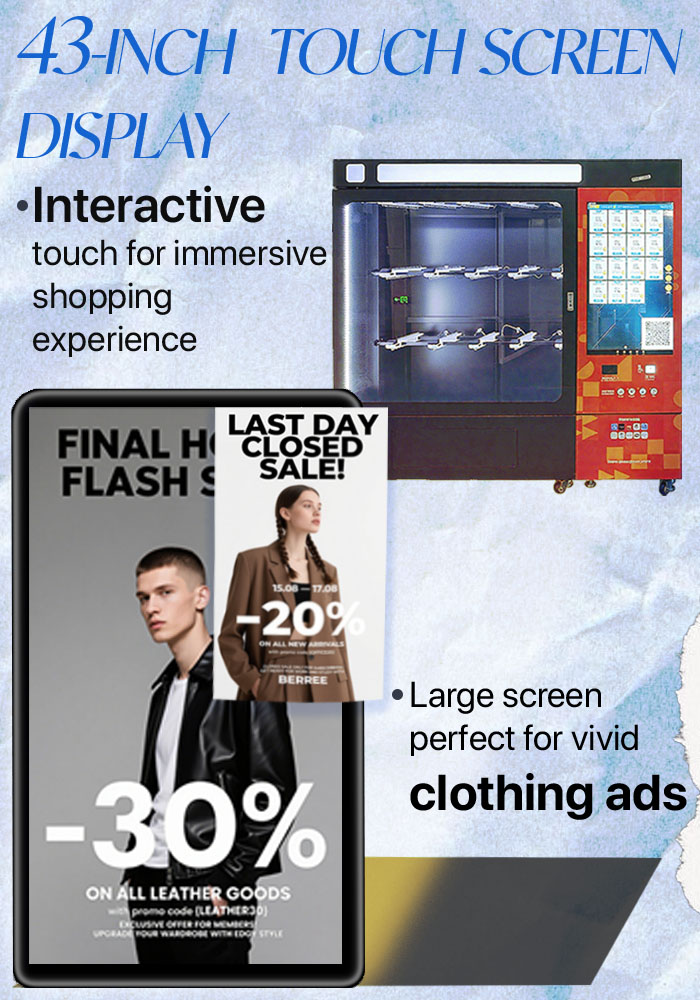 43-inch touchscreen offers interactive shopping experience. large screen is perfect for vivid clothing ads