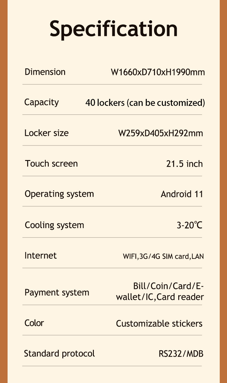 the specification of weimi bread vending machine for unmanned retail of bread store.