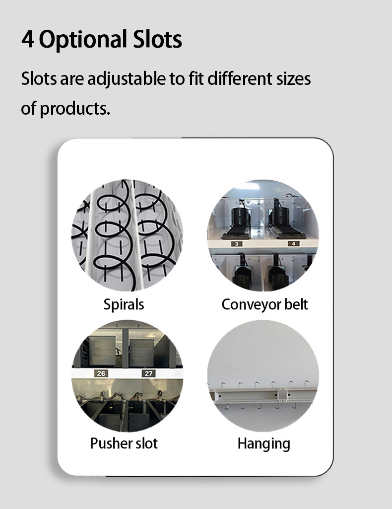 Weimi jewelry vending machine with 4 optional slots. slots are adjustable to fit different sizes of products