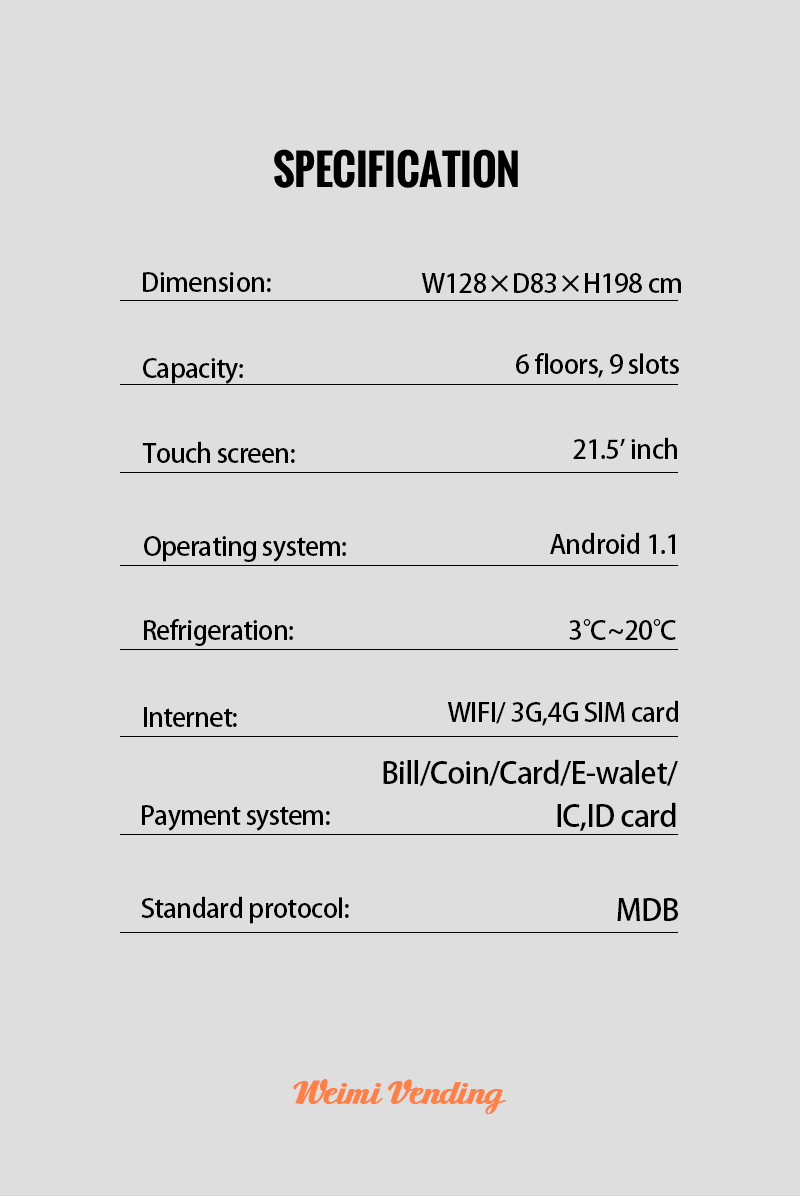 the specification of celebrity vending machine . our machines support protocol