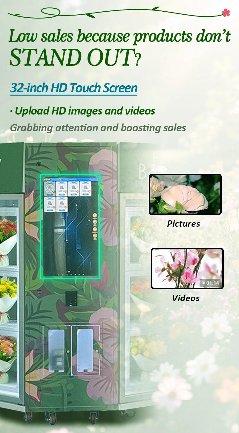 32-inch HD touchscreen for uploading HD images and videos, Grabbing attention and boost sales