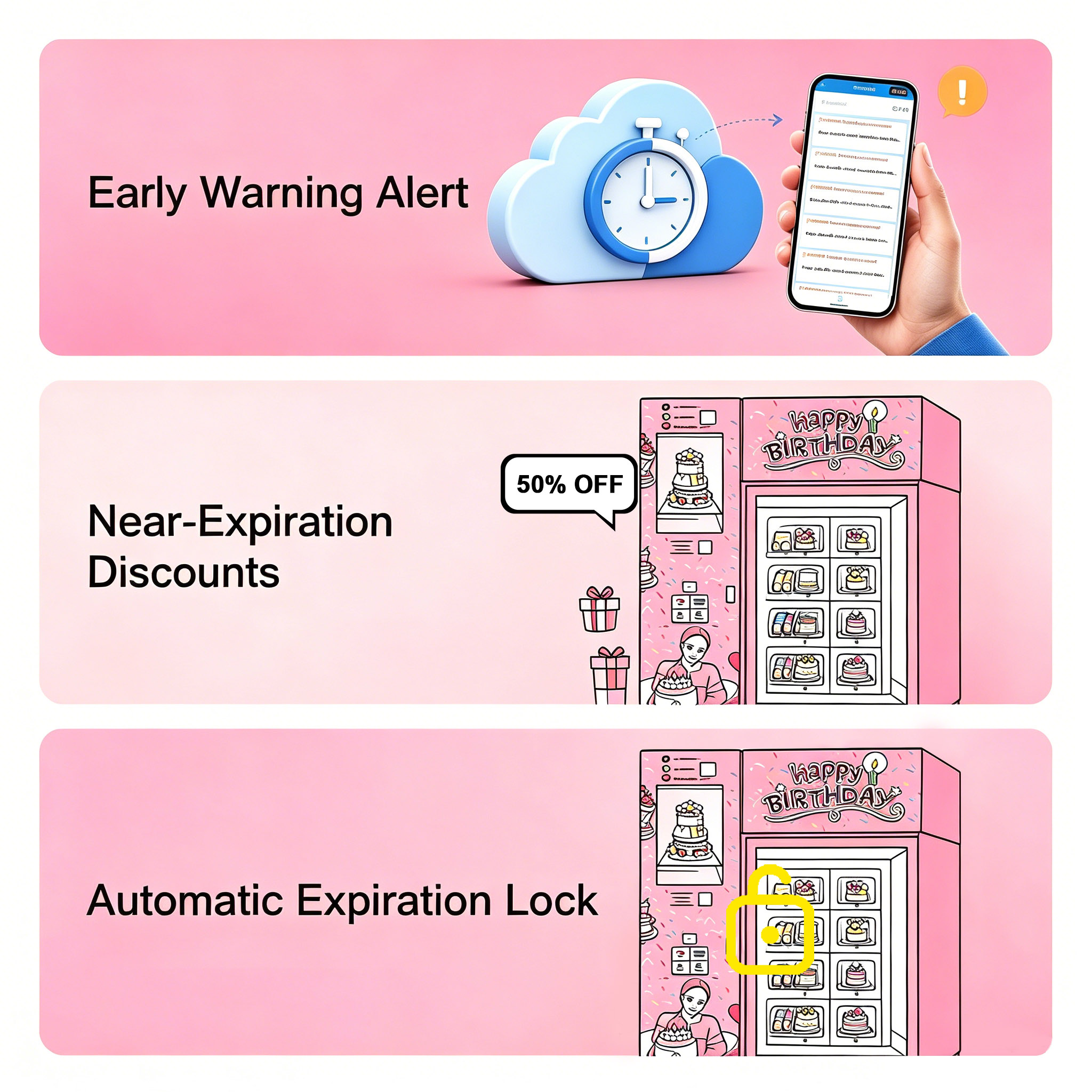 Weimi mini cake vending machine can reduce waste and protect sales by expiry date management