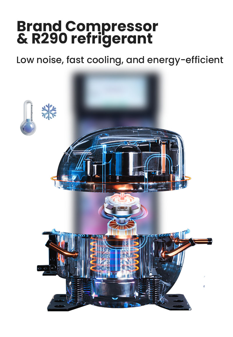 brand compressor & R290 refrigerant guarantee you with low noise, fast cooling and energy-efficient
