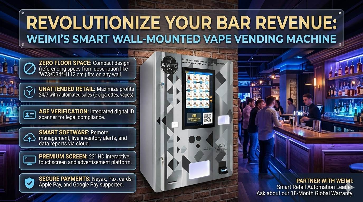 revolutionize your bar revenue: weimi's smart wall-mounted vape vending machine