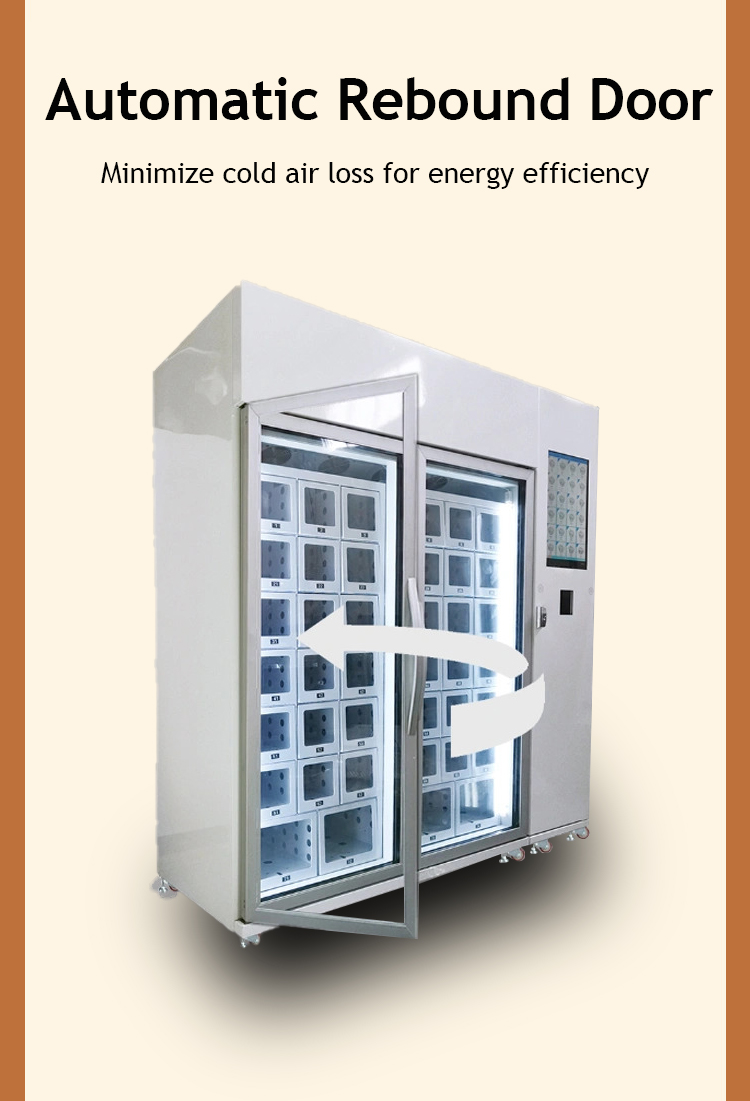 Weimi cookie vending machine with automatic rebound door for minimizing cold air loss, so as to achieving energy efficiency