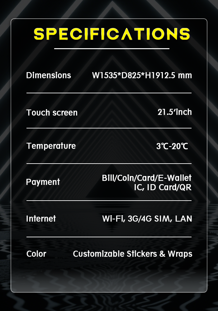 the specification of weimi fast food vending machine