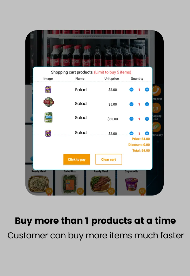 snack drink vending machine support buy more than 1 products at a time