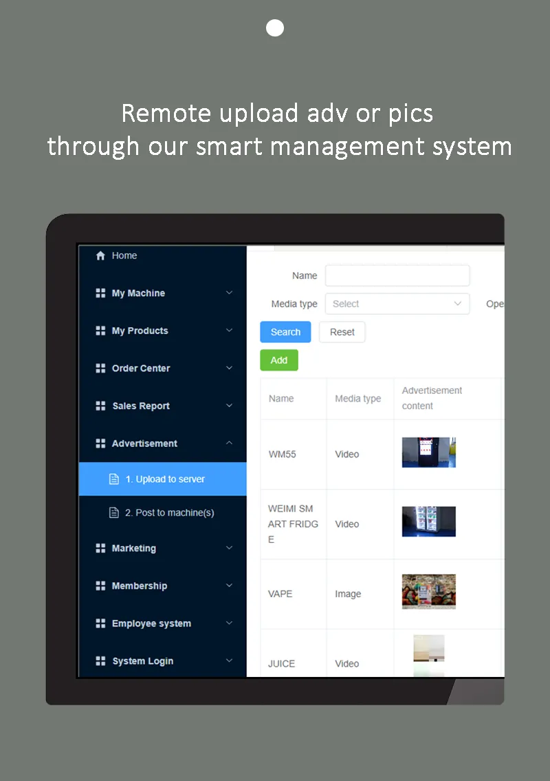 we support remotely upload advertisement through our smart management system