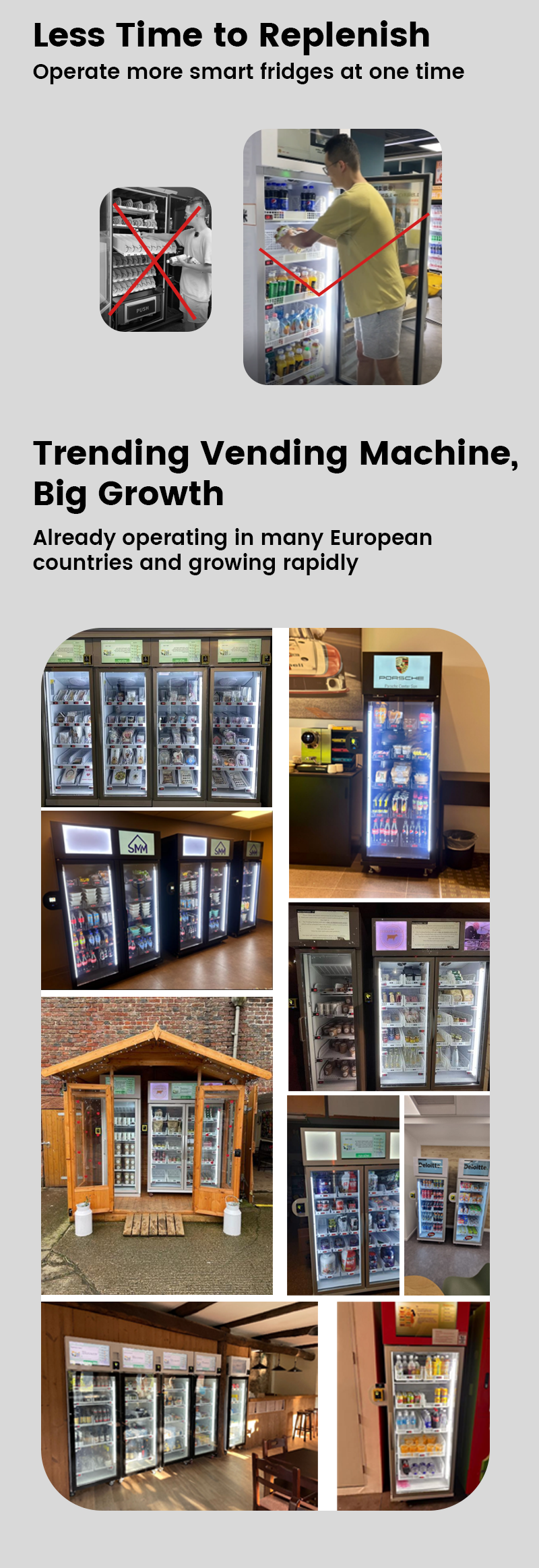Weimi fresh fruit snacks drinks vending machine with weight sensor technology. Our machine has many baskets for stocking products, and it also can saving the replenishing time