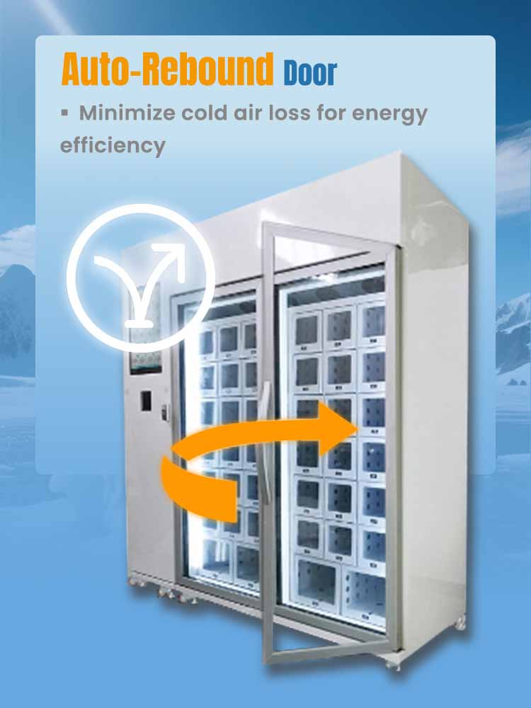 Weimi frozen food vending machine with auto-rebound door to minimize cold air loss