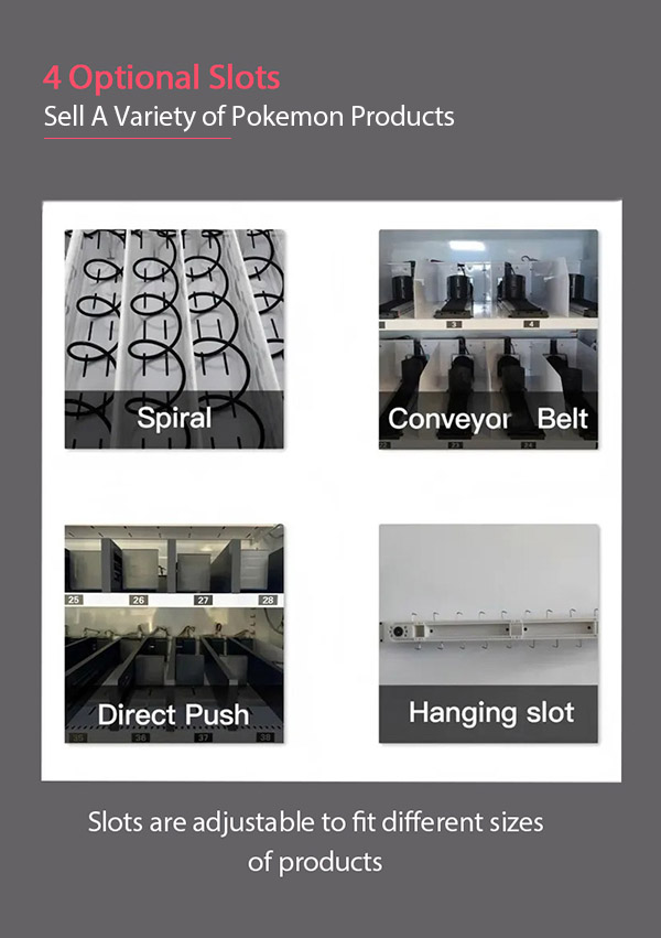 weimi pokemon center vending machine with 4 optional slots for retailers to sell a variety of pokemon products