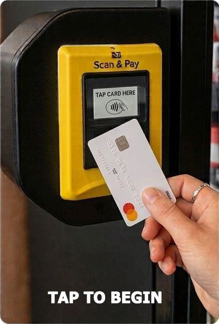 How does the AI vending machine work? first, tap the card to open the door