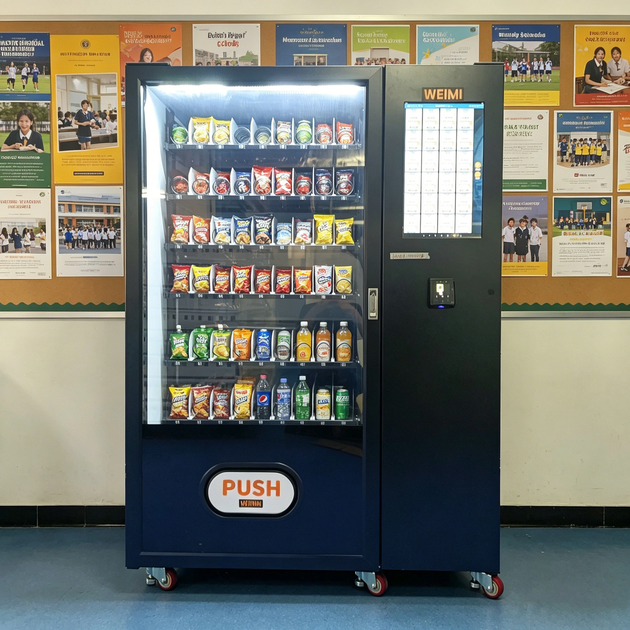 Weimi snack drink vending machine with 21.5 inch touch screen and e-wallet payment system vending machine in Malaysia