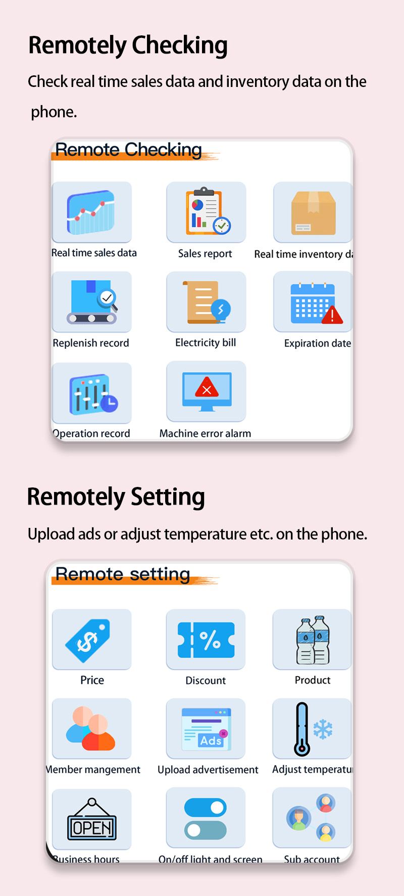 Self Service Fragrance Vending Machine with Touchscreen and Lift System in Shopping Mall.with smart software system to remotely check real time sales data and inventory data on the phone