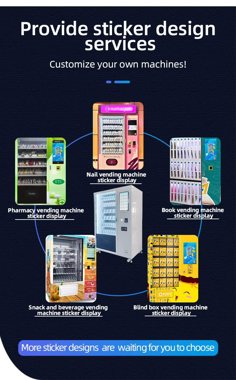 Weimi customized Candy vending machine for Malaysia with 21.5 inch touchscreen card reader and remote management system. customized sticker
