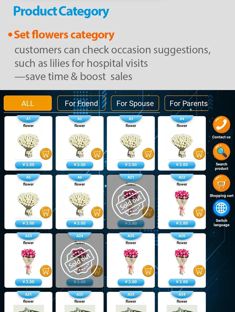 Large Capacity Airport Flower Vending Machine with products category