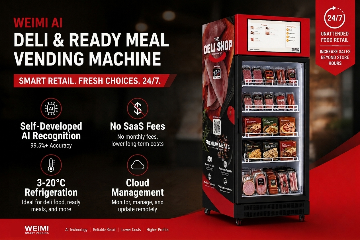AI-Powered Refrigerated ready meal and deli vending machine Without SaaS Fees