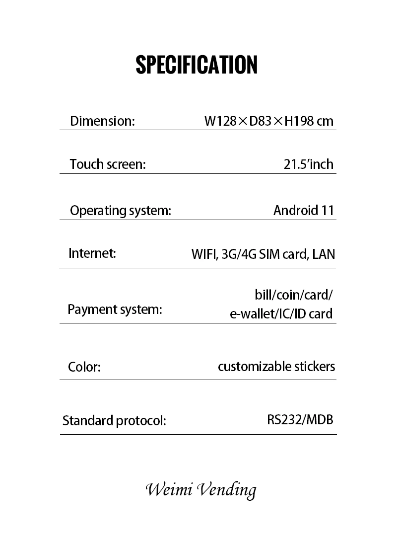 specification of golf ball vending machine