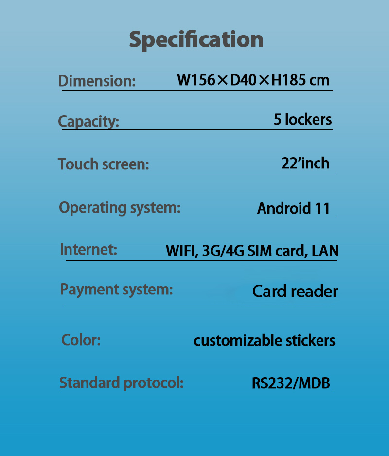 the specification of weimi beach umbrella vending machine. our vending machine are equipped with a smart rental system for your convenience